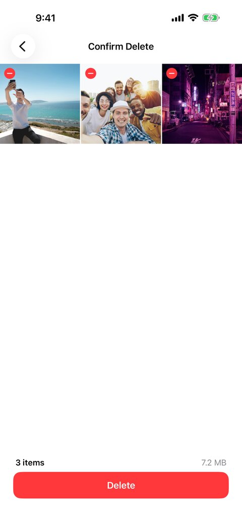 Delete confirmation screen